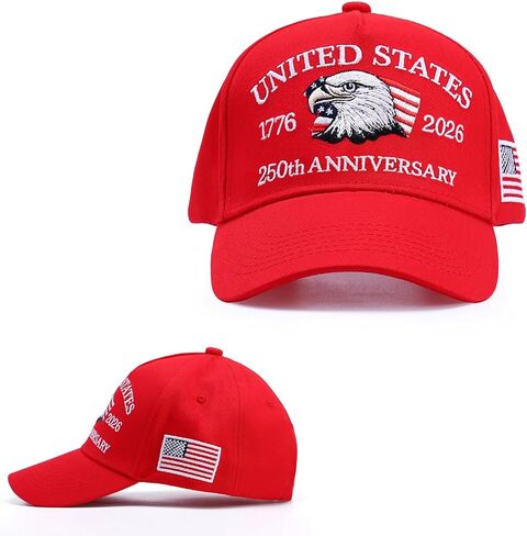 250th Anniversary Patriotic Baseball Cap (1776-2026) Embroidered USA Hat, Adjustable Unisex Bicentennial Gift in Saudi Arabia