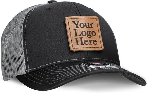 Oowee Products Custom Leather Patch Richardson 112 Trucker Hat, Cotton/Polyester Mesh, Snapback Closure, Handcrafted in USA in Kuwait