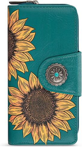 Montana West Women's Wallets Western Sunflower Wallet Women Large Capacity Credit Card Wallet Ladies Female Bifold Clutch Wallets with ID Window and Coin Purse in Saudi Arabia