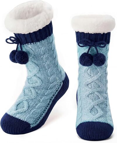 Janmercy Women Sipper Fuzzy Grips Socks Winter Warm Thick Thermal Non Slip Cozy Fleece Fluffy Socks for Valentine's Day Gift in Saudi Arabia