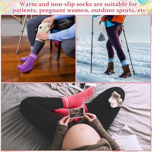 6 أزواج من الجوارب الحرارية الدافئة مع مقابض للنساء من Cuffbow جوارب شبشب للمستشفى غير قابلة للانزلاق لهدايا الشتاء للنساء in Kuwait