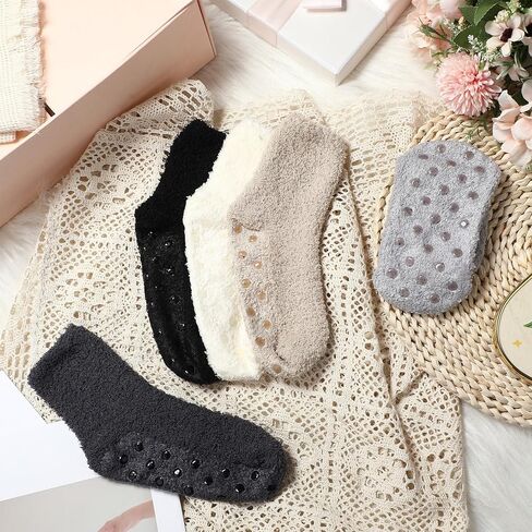 Liitrsh 30 Pack Women Fuzzy Socks Bulk with Grip Winter Warm Fluffy Non Slip Sleeping Sock for Christmas Indoor in Saudi Arabia