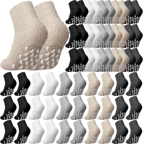 Liitrsh 30 Pack Women Fuzzy Socks Bulk with Grip Winter Warm Fluffy Non Slip Sleeping Sock for Christmas Indoor in Saudi Arabia