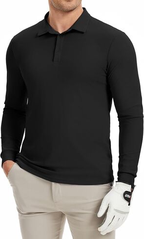 PEGENO Mens Polo Shirts Lightweight Long Sleeve UPF 50+ Collared Quick Dry Golf Shirts Suitable for Work Hiking and Fishing in Saudi Arabia