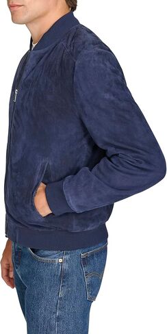 Cole Haan mens Ribbed Knit Collar Suede Jacket in Saudi Arabia