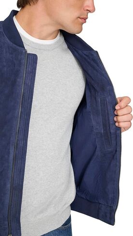 Cole Haan mens Ribbed Knit Collar Suede Jacket in Saudi Arabia