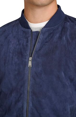 Cole Haan mens Ribbed Knit Collar Suede Jacket in Saudi Arabia