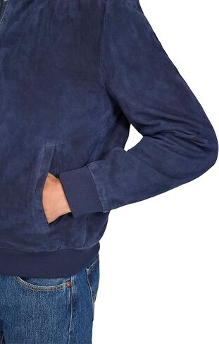 Cole Haan mens Ribbed Knit Collar Suede Jacket in Saudi Arabia