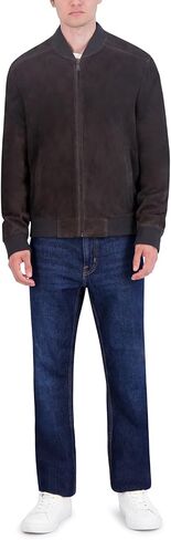 Cole Haan mens Ribbed Knit Collar Suede Jacket in Saudi Arabia