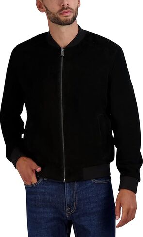Cole Haan mens Ribbed Knit Collar Suede Jacket in Saudi Arabia