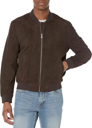 Cole Haan mens Ribbed Knit Collar Suede Jacket in Saudi Arabia
