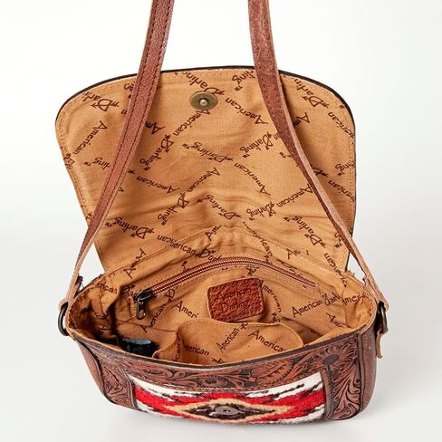 American Darling Messenger Hand Tooled Saddle Blanket Genuine Leather Western Women Bag Handbag Purse | Cute in Kuwait
