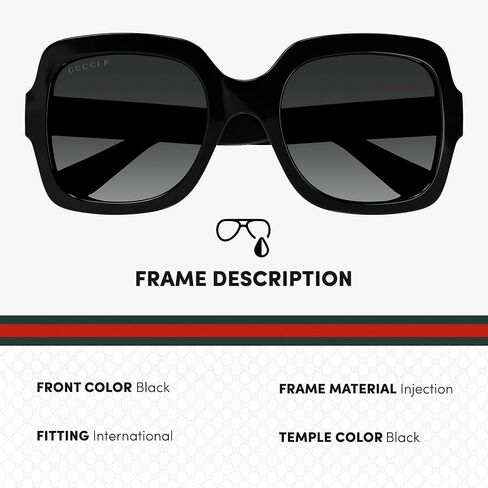 Gucci GG1337S GG Interlocking Logo Square-Shaped Polarized Sunglasses for Women – Includes Luxury Eyewear Kit – BLACK Frame with GREY Lens in Saudi Arabia