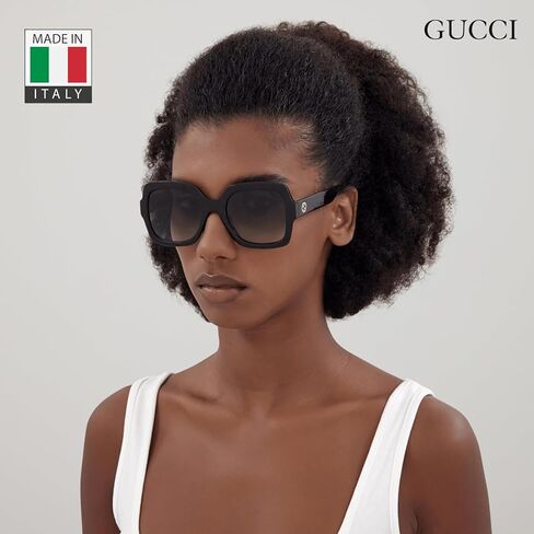 Gucci GG1337S GG Interlocking Logo Square-Shaped Polarized Sunglasses for Women – Includes Luxury Eyewear Kit – BLACK Frame with GREY Lens in Saudi Arabia