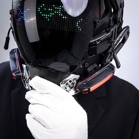 CosTribe الشرير قناع خوذة للكبار مستقبلية Techwear خوذة هالوين تأثيري قناع تنكري رائع ملحق مع مصباح LED in Kuwait