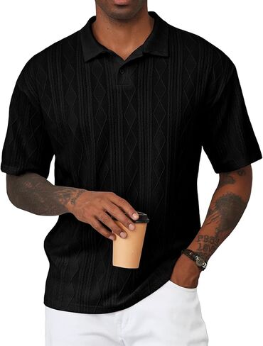JMIERR Mens Polo Shirt Knit Button Casual Short Sleeve Summer Vacation Beach Stretchy Golf Shirts in Saudi Arabia