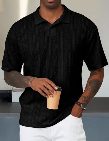 JMIERR Mens Polo Shirt Knit Button Casual Short Sleeve Summer Vacation Beach Stretchy Golf Shirts in Saudi Arabia
