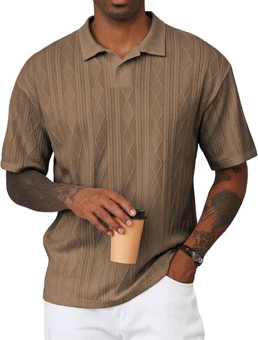 JMIERR Mens Polo Shirt Knit Button Casual Short Sleeve Summer Vacation Beach Stretchy Golf Shirts in Saudi Arabia