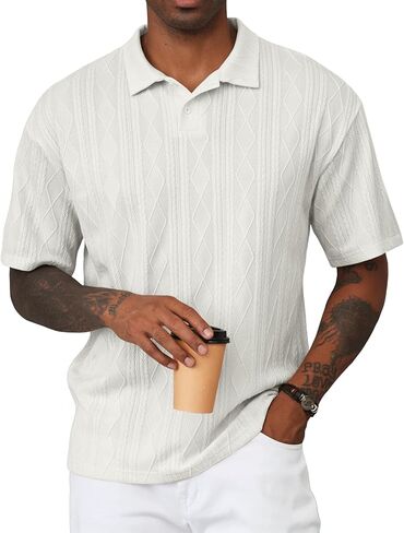 JMIERR Mens Polo Shirt Knit Button Casual Short Sleeve Summer Vacation Beach Stretchy Golf Shirts in Saudi Arabia