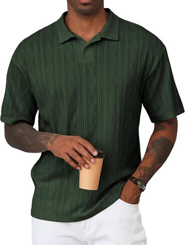 JMIERR Mens Polo Shirt Knit Button Casual Short Sleeve Summer Vacation Beach Stretchy Golf Shirts in Saudi Arabia