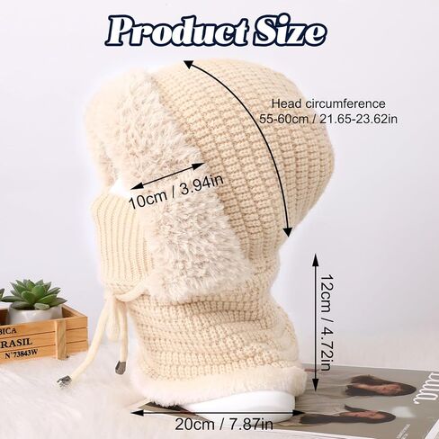 3 in 1 Beanie Hat with Scarf and Mask,Beanie Hat for Women,Winter Warm Knitted Ski Scarf&Mask Set,Face Cover&Neck Gaiter(1pc) in Saudi Arabia