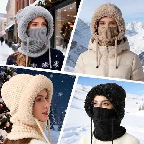 3 in 1 Beanie Hat with Scarf and Mask,Beanie Hat for Women,Winter Warm Knitted Ski Scarf&Mask Set,Face Cover&Neck Gaiter(1pc) in Saudi Arabia