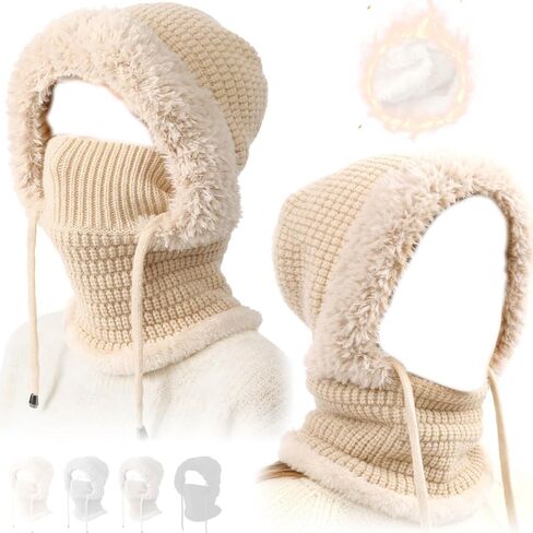 3 in 1 Beanie Hat with Scarf and Mask,Beanie Hat for Women,Winter Warm Knitted Ski Scarf&Mask Set,Face Cover&Neck Gaiter(1pc) in Saudi Arabia