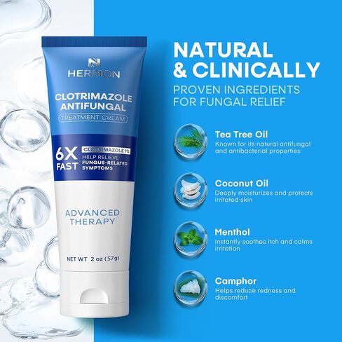 مجموعة كريم وصابون علاج مضاد للفطريات من هيرمون كلوتريمازول: كريم مضاد للفطريات لقدم الرياضيين، وحكة اللعب، والقوباء الحلقية مع صابون مضاد للفطريات - يخفف من الحكة والحرقان - أنبوب 57 جم / لوح 113 جم in Kuwait