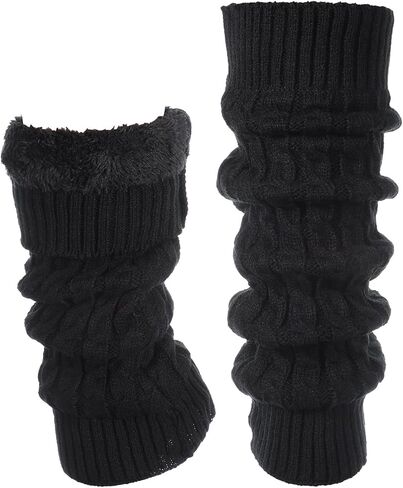 Women Fleece-Lined White Leg Warmers, Double Layer Thermal Protection Leg Warmers, Knit One Size Fits Most Legs Shapes in Saudi Arabia