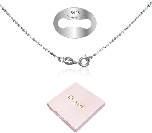 Thin Solid 925 Sterling Silver Chain Necklace 1.1mm, 14 16 18 20 22 24 Inch, Cable Chain, Anti-tarnish, Hypoallergenic, Includes Gift Box, Strong Dainty Chain for Women, Made in Thailand in Saudi Arabia