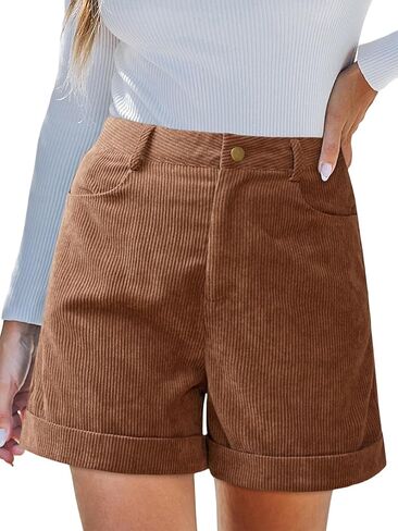 CUPSHE Womens Corduroy Button Shorts Casual High Waisted Beach Shorts with 2 Pockets in Saudi Arabia