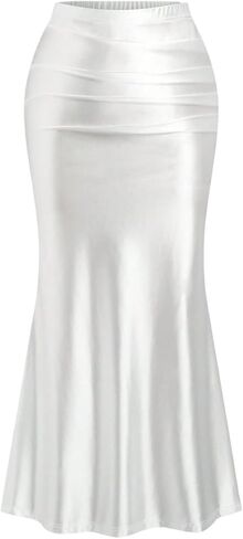 تنورة Floerns النسائية ذات الحجم الكبير الأنيقة عالية الخصر للحفلات ذات ذيل السمكة متوسطة الطول in Kuwait