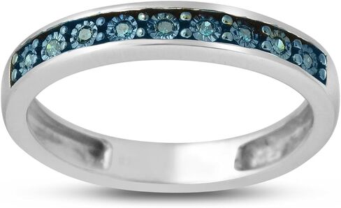 0.05 Carat Total Weight (cttw) Sterling Silver Diamond Band with Miracle Plates in Kuwait