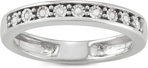0.05 Carat Total Weight (cttw) Sterling Silver Diamond Band with Miracle Plates in Kuwait