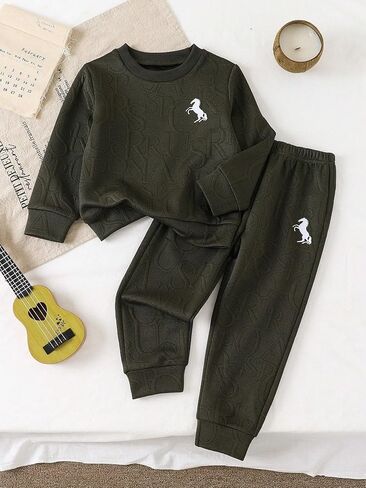 Little Kids Girl Boy Clothes Solid Long Sleeve Outfit Sweatsuit and Pant Spring Fall Outfits 2Pcs Winter Pant Sets in Saudi Arabia