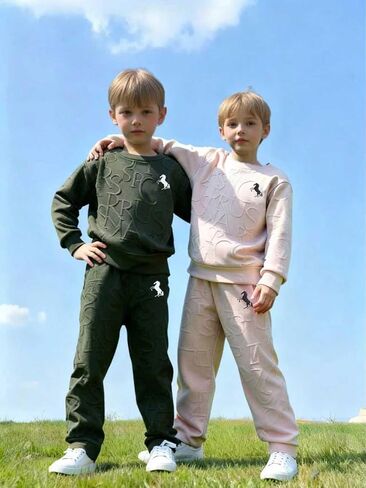 Little Kids Girl Boy Clothes Solid Long Sleeve Outfit Sweatsuit and Pant Spring Fall Outfits 2Pcs Winter Pant Sets in Saudi Arabia