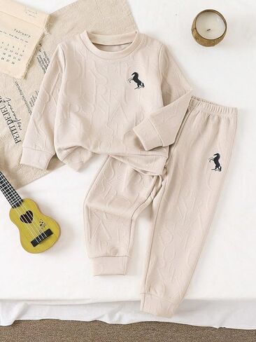 Little Kids Girl Boy Clothes Solid Long Sleeve Outfit Sweatsuit and Pant Spring Fall Outfits 2Pcs Winter Pant Sets in Saudi Arabia