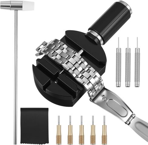 Watch Link Removal Kit With 5pcs Replacement Pins And 3pcs Pin Punches 1pcs Head Hammer Watch Band Adjustment Strap Pin Removal Tool Kit For Bracelet Strap Adjustment And Watch Repair Spring Bar in Saudi Arabia