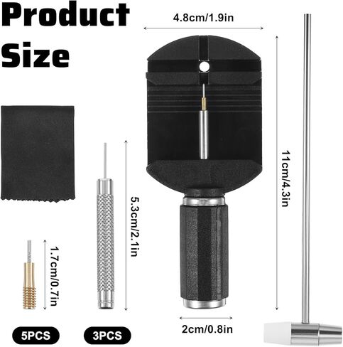 Watch Link Removal Kit With 5pcs Replacement Pins And 3pcs Pin Punches 1pcs Head Hammer Watch Band Adjustment Strap Pin Removal Tool Kit For Bracelet Strap Adjustment And Watch Repair Spring Bar in Saudi Arabia