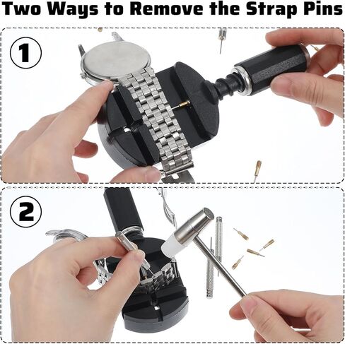 Watch Link Removal Kit With 5pcs Replacement Pins And 3pcs Pin Punches 1pcs Head Hammer Watch Band Adjustment Strap Pin Removal Tool Kit For Bracelet Strap Adjustment And Watch Repair Spring Bar in Saudi Arabia
