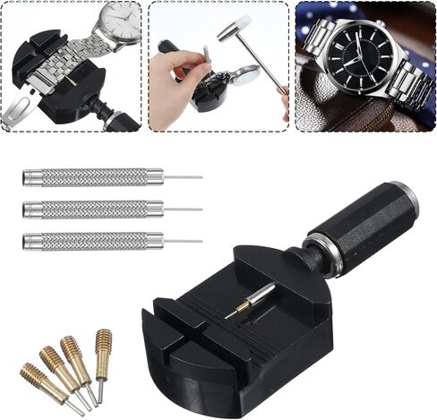 Watch Link Removal Kit With 5pcs Replacement Pins And 3pcs Pin Punches 1pcs Head Hammer Watch Band Adjustment Strap Pin Removal Tool Kit For Bracelet Strap Adjustment And Watch Repair Spring Bar in Saudi Arabia