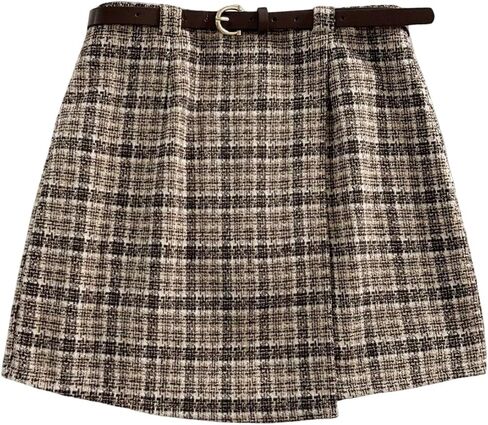 Verdusa Women's Gingham Plaid Wrap Skirt Vintage Short Skirts with Belt in Saudi Arabia