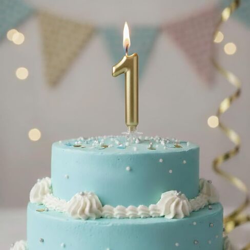 Gold Birthday Number 1 Candle, Gold Birthday Decorations, Candles for Cake Topper, Party Decoration, Anniversary and Graduation Celebrations in Saudi Arabia