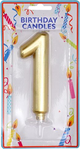 Gold Birthday Number 1 Candle, Gold Birthday Decorations, Candles for Cake Topper, Party Decoration, Anniversary and Graduation Celebrations in Saudi Arabia