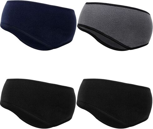 SATINIOR 4 Pieces Ear Warmers Headband Ear Muffs Headband Fleece Non Slip Winter Headband for Running Outdoor Activities(Black, Grey, Navy Blue) in Saudi Arabia