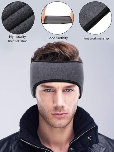 SATINIOR 4 Pieces Ear Warmers Headband Ear Muffs Headband Fleece Non Slip Winter Headband for Running Outdoor Activities(Black, Grey, Navy Blue) in Saudi Arabia