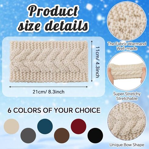 12 Pcs Winter Headbands for Women Ear Warmers and Ribbed Wrist Arm Warmers Sets Knit Stretchy Cable Head Wrap Fingerless Gloves in Saudi Arabia
