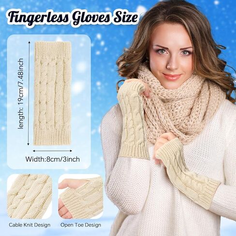 12 Pcs Winter Headbands for Women Ear Warmers and Ribbed Wrist Arm Warmers Sets Knit Stretchy Cable Head Wrap Fingerless Gloves in Saudi Arabia