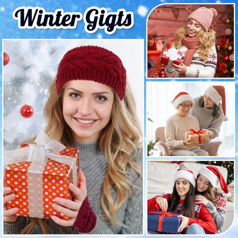 12 Pcs Winter Headbands for Women Ear Warmers and Ribbed Wrist Arm Warmers Sets Knit Stretchy Cable Head Wrap Fingerless Gloves in Saudi Arabia
