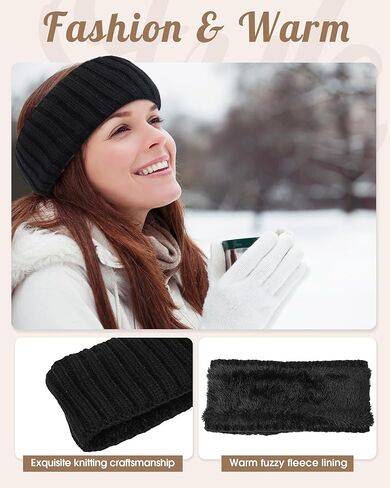 Geyoga 3 Pack Winter Headbands for Women Fleece Lined Ear Warmer Thick Warm Ear Muffs Cold Weather Accessories for Women Daily Wear and Sport Stocking Stuffers Gifts for Christmas in Saudi Arabia